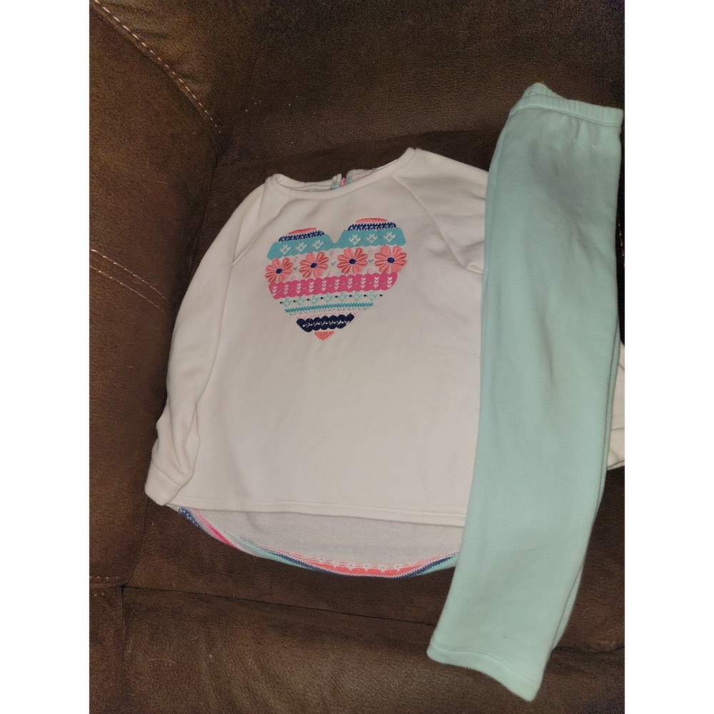 Gymboree enchanted winter heart top and leggings size 5t‎